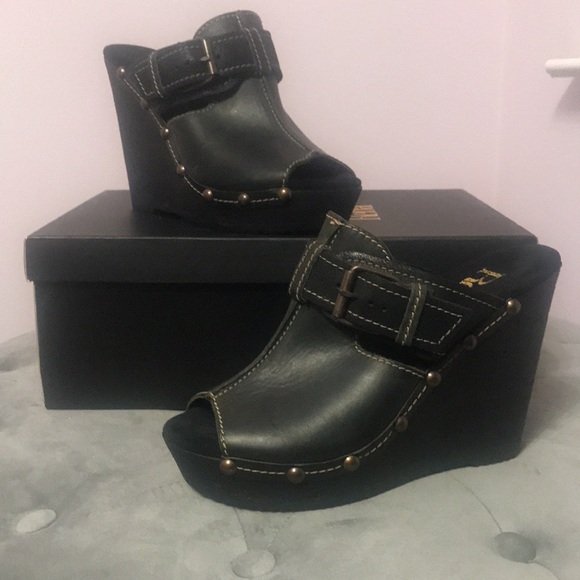 Reba Unlimited Wedge with Buckle Accent - Black. - Picture 1 of 12